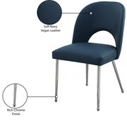 Logan Vegan Leather Upholstered Dining Chair in Blue, Set of 2 - 999Navy-C