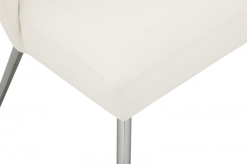 Logan Vegan Leather Upholstered Dining Chair in Cream, Set of 2 - 999Cream-C