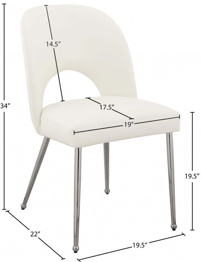Logan Vegan Leather Upholstered Dining Chair in Cream, Set of 2 - 999Cream-C