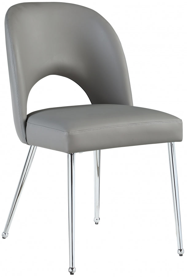 Logan Vegan Leather Upholstered Dining Chair in Grey, Set of 2 - 999Grey-C