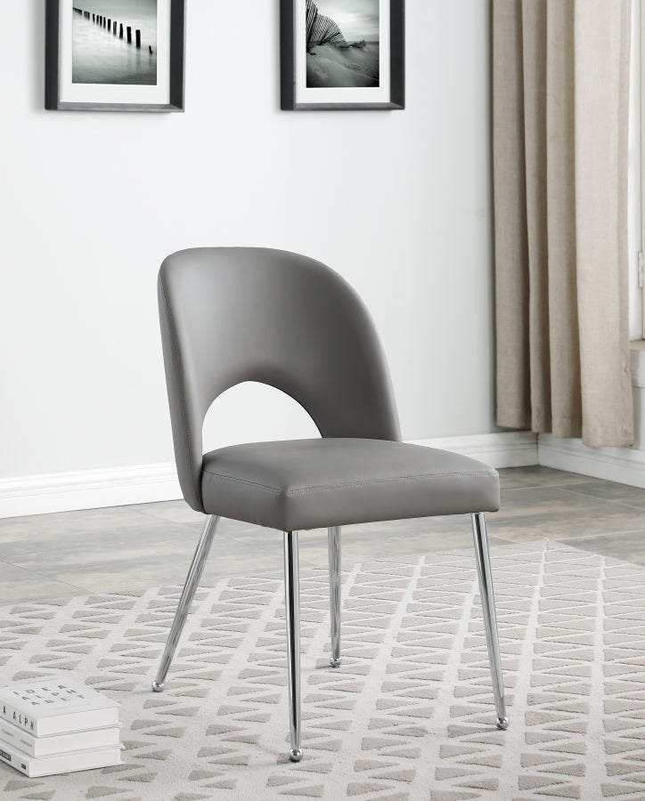 Logan Vegan Leather Upholstered Dining Chair in Grey, Set of 2 - 999Grey-C
