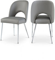 Logan Vegan Leather Upholstered Dining Chair in Grey, Set of 2 - 999Grey-C