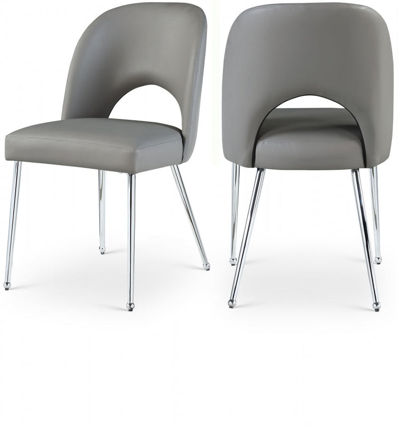 Logan Vegan Leather Upholstered Dining Chair in Grey, Set of 2 - 999Grey-C