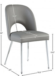 Logan Vegan Leather Upholstered Dining Chair in Grey, Set of 2 - 999Grey-C