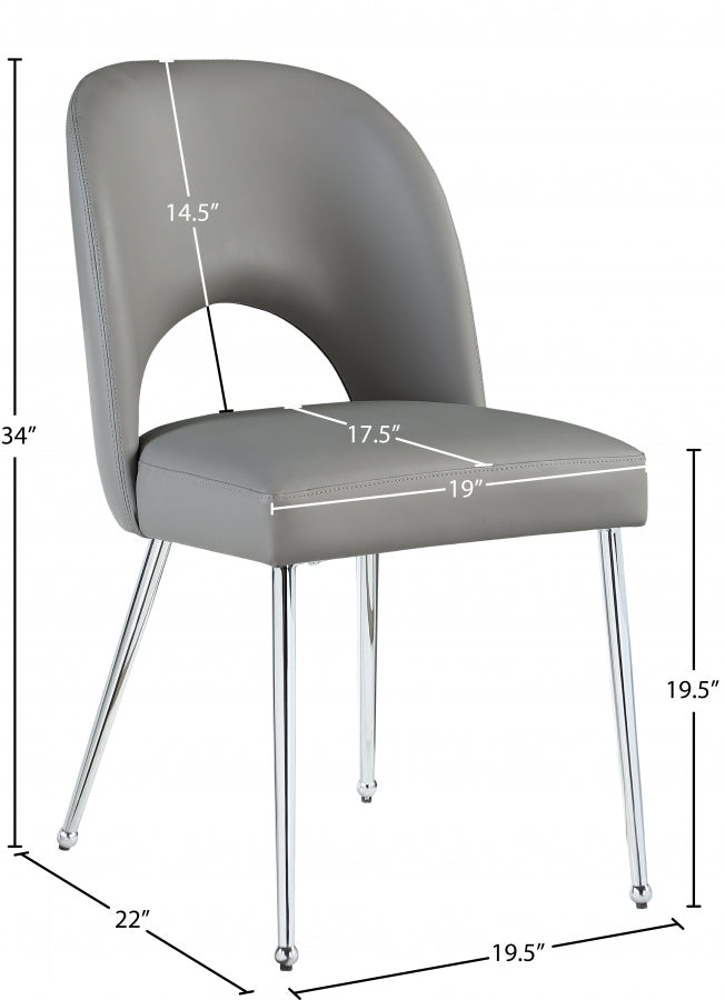 Logan Vegan Leather Upholstered Dining Chair in Grey, Set of 2 - 999Grey-C