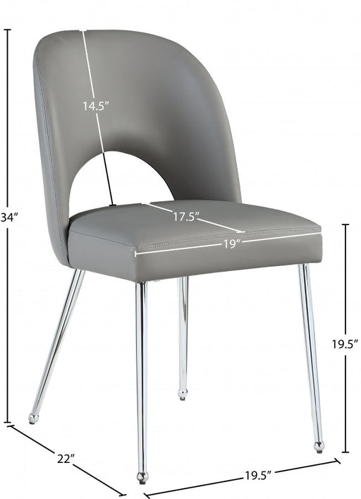 Logan Vegan Leather Upholstered Dining Chair in Grey, Set of 2 - 999Grey-C
