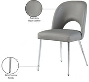 Logan Vegan Leather Upholstered Dining Chair in Grey, Set of 2 - 999Grey-C