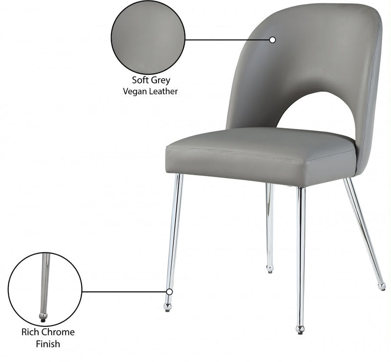 Logan Vegan Leather Upholstered Dining Chair in Grey, Set of 2 - 999Grey-C