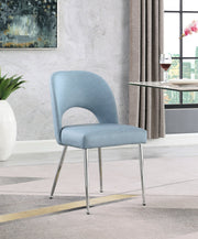 Logan Vegan Leather Upholstered Dining Chair in Light Blue, Set of 2 - 999LtBlu-C