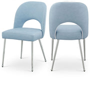 Logan Vegan Leather Upholstered Dining Chair in Light Blue, Set of 2 - 999LtBlu-C