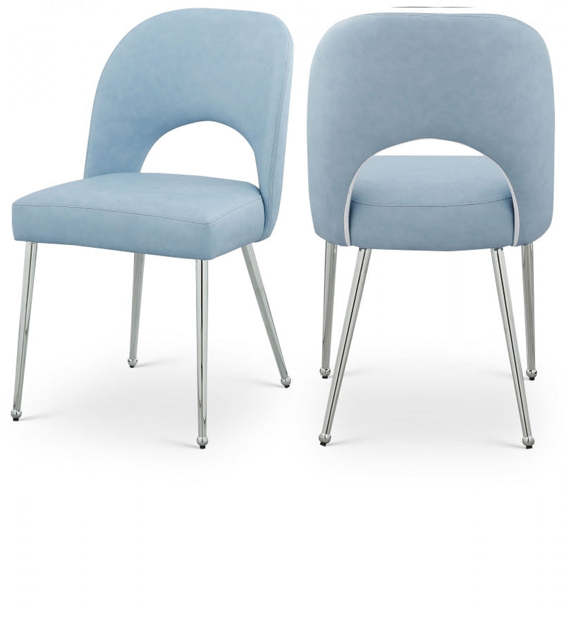 Logan Vegan Leather Upholstered Dining Chair in Light Blue, Set of 2 - 999LtBlu-C