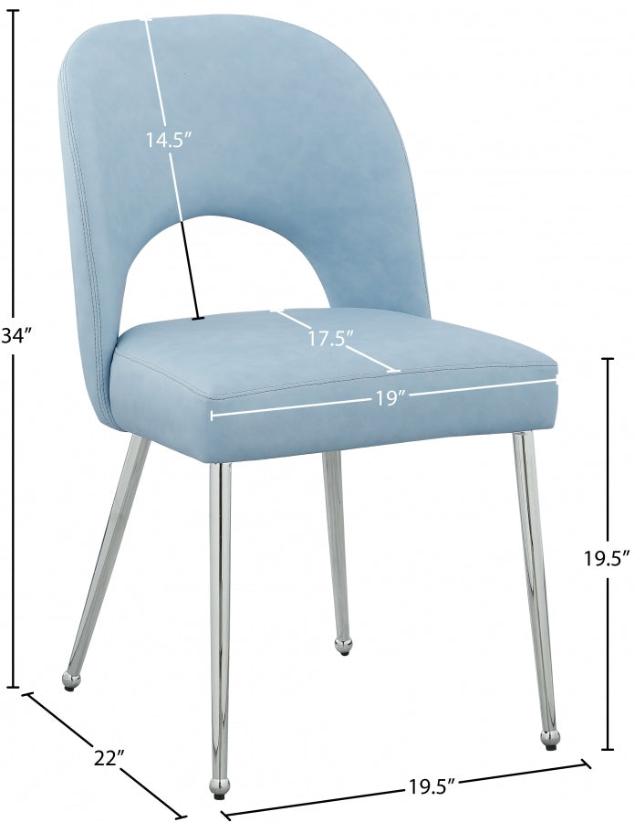 Logan Vegan Leather Upholstered Dining Chair in Light Blue, Set of 2 - 999LtBlu-C