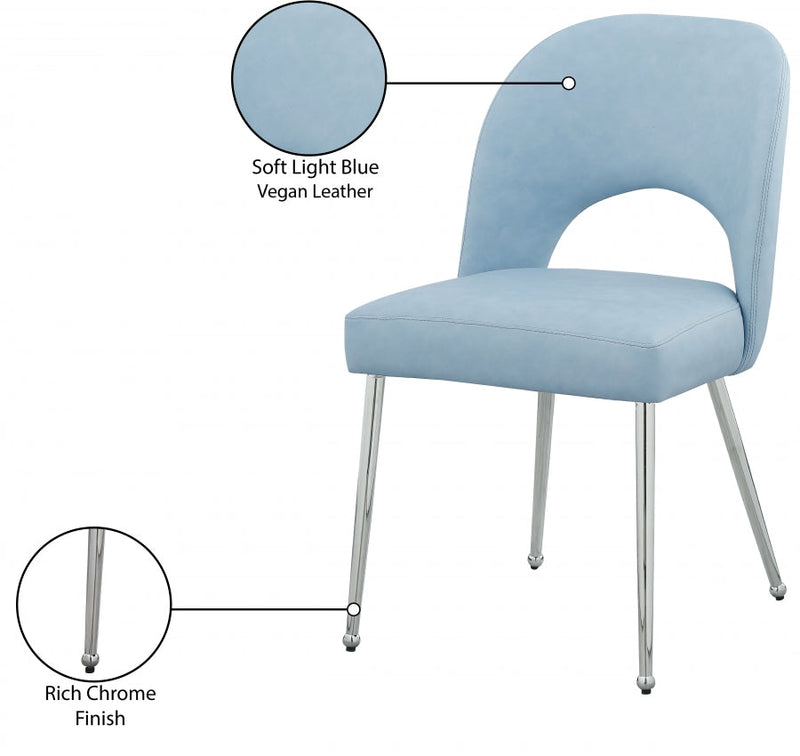 Logan Vegan Leather Upholstered Dining Chair in Light Blue, Set of 2 - 999LtBlu-C