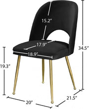 Logan Velvet Upholstered Dining Chair in Black, Set of 2 - 990Black-C