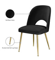 Logan Velvet Upholstered Dining Chair in Black, Set of 2 - 990Black-C