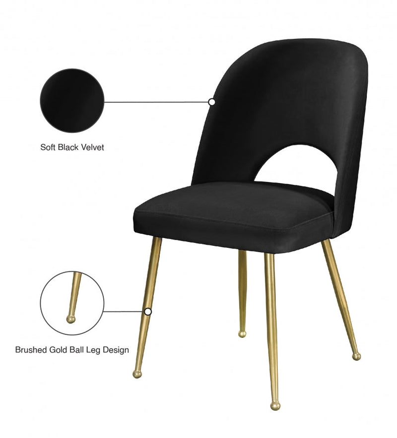 Logan Velvet Upholstered Dining Chair in Black, Set of 2 - 990Black-C