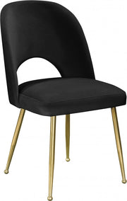 Logan Velvet Upholstered Dining Chair in Black, Set of 2 - 990Black-C