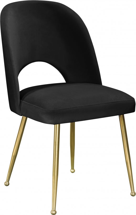 Logan Velvet Upholstered Dining Chair in Black, Set of 2 - 990Black-C