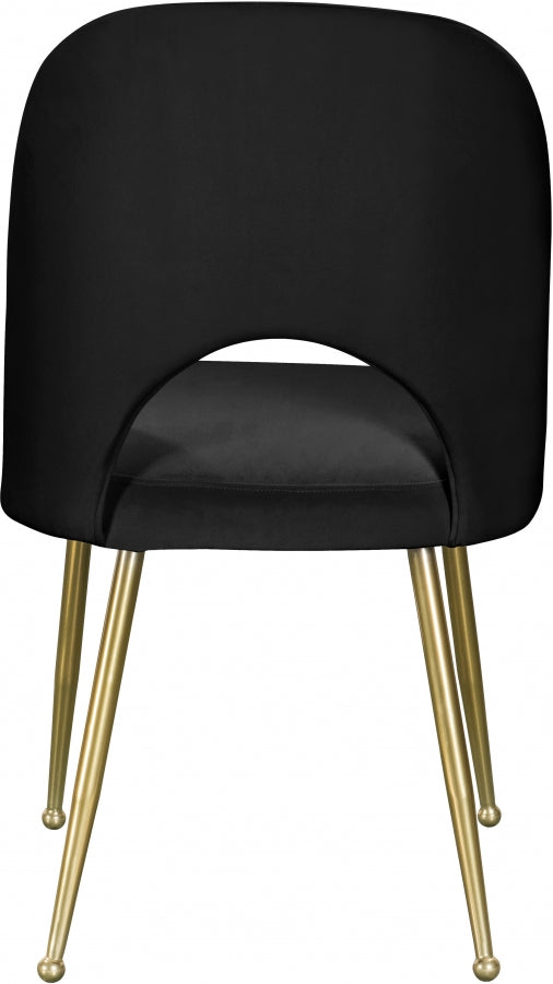 Logan Velvet Upholstered Dining Chair in Black, Set of 2 - 990Black-C
