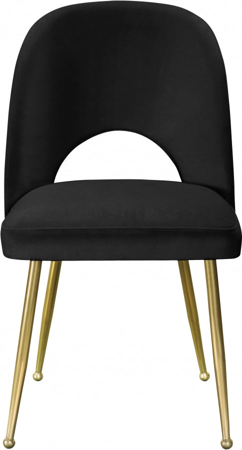 Logan Velvet Upholstered Dining Chair in Black, Set of 2 - 990Black-C