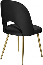 Logan Velvet Upholstered Dining Chair in Black, Set of 2 - 990Black-C