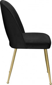 Logan Velvet Upholstered Dining Chair in Black, Set of 2 - 990Black-C