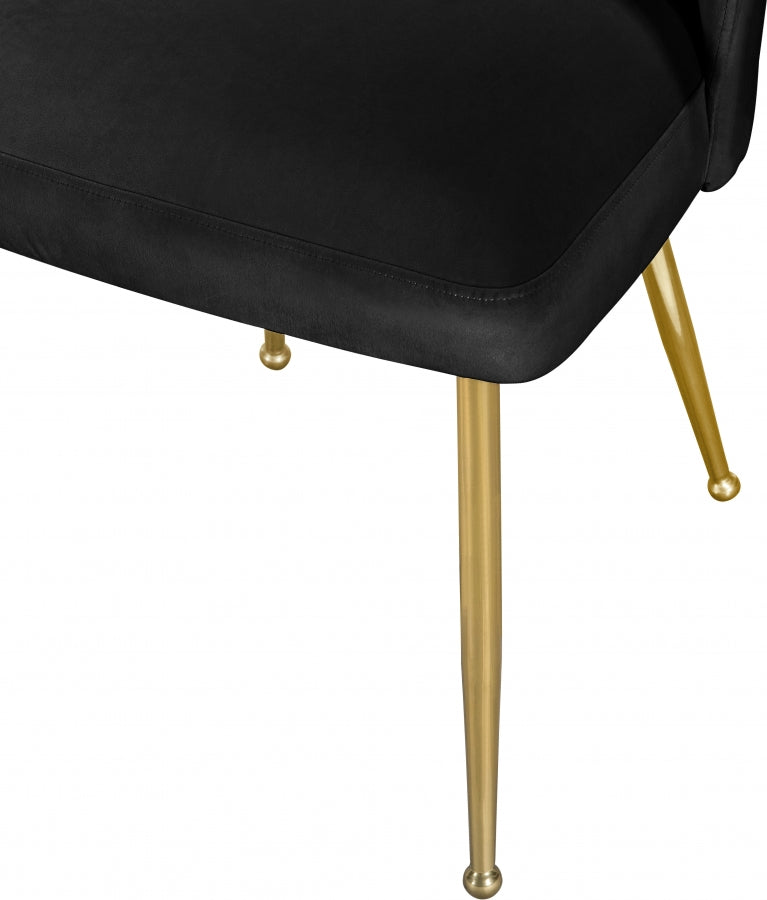 Logan Velvet Upholstered Dining Chair in Black, Set of 2 - 990Black-C