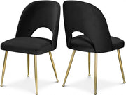 Logan Velvet Upholstered Dining Chair in Black, Set of 2 - 990Black-C