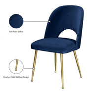 Logan Velvet Upholstered Dining Chair in Blue, Set of 2 - 990Navy-C
