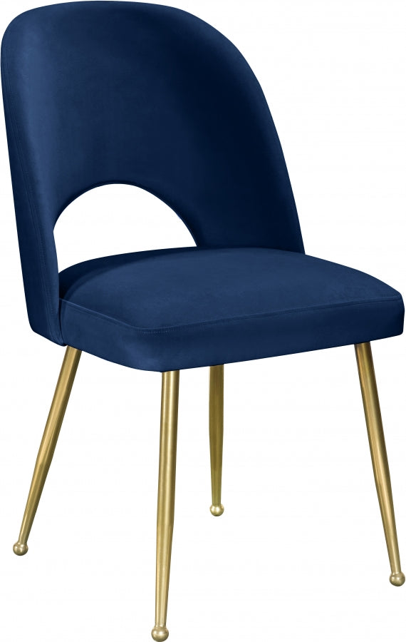 Logan Velvet Upholstered Dining Chair in Blue, Set of 2 - 990Navy-C