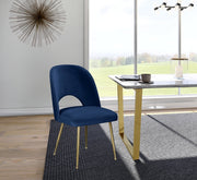 Logan Velvet Upholstered Dining Chair in Blue, Set of 2 - 990Navy-C