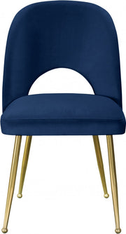 Logan Velvet Upholstered Dining Chair in Blue, Set of 2 - 990Navy-C