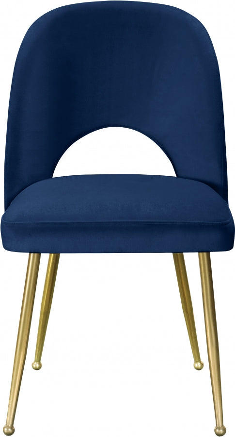 Logan Velvet Upholstered Dining Chair in Blue, Set of 2 - 990Navy-C