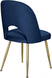 Logan Velvet Upholstered Dining Chair in Blue, Set of 2 - 990Navy-C