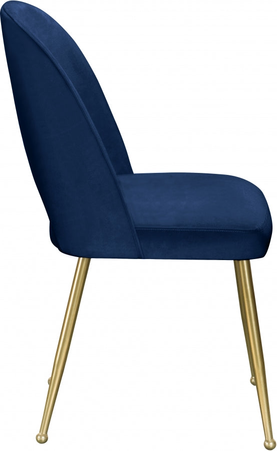 Logan Velvet Upholstered Dining Chair in Blue, Set of 2 - 990Navy-C