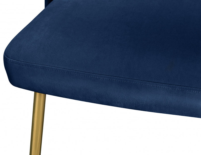Logan Velvet Upholstered Dining Chair in Blue, Set of 2 - 990Navy-C