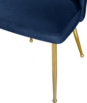 Logan Velvet Upholstered Dining Chair in Blue, Set of 2 - 990Navy-C