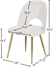 Logan Velvet Upholstered Dining Chair in Cream, Set of 2 - 990Cream-C