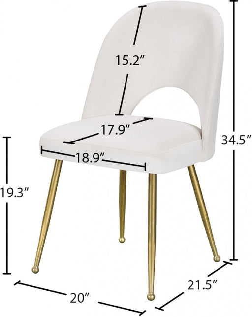 Logan Velvet Upholstered Dining Chair in Cream, Set of 2 - 990Cream-C