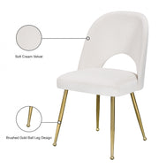 Logan Velvet Upholstered Dining Chair in Cream, Set of 2 - 990Cream-C