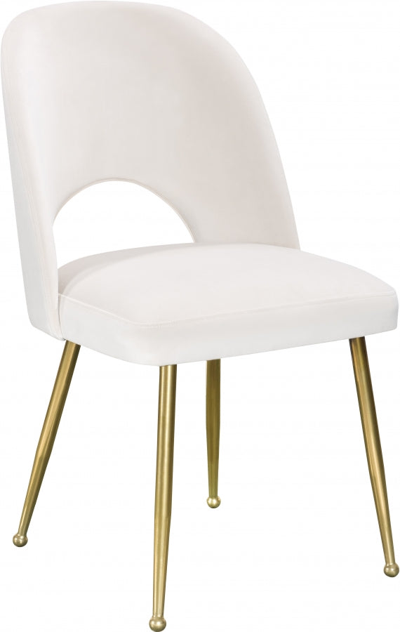 Logan Velvet Upholstered Dining Chair in Cream, Set of 2 - 990Cream-C