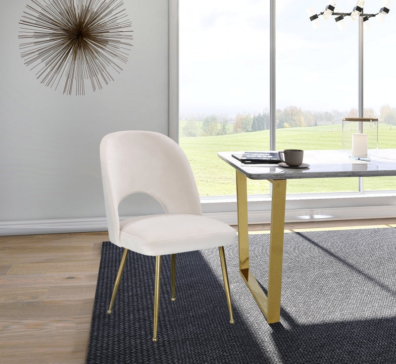 Logan Velvet Upholstered Dining Chair in Cream, Set of 2 - 990Cream-C
