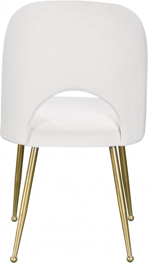 Logan Velvet Upholstered Dining Chair in Cream, Set of 2 - 990Cream-C