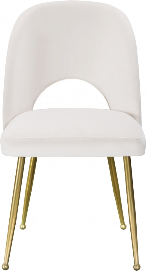 Logan Velvet Upholstered Dining Chair in Cream, Set of 2 - 990Cream-C