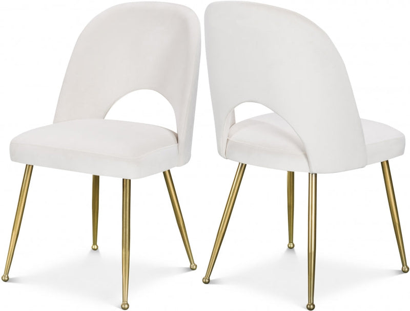 Logan Velvet Upholstered Dining Chair in Cream, Set of 2 - 990Cream-C