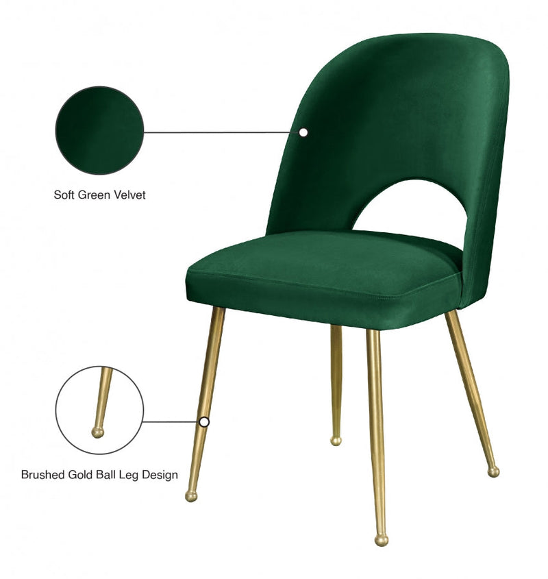 Logan Velvet Upholstered Dining Chair in Green, Set of 2 - 990Green-C