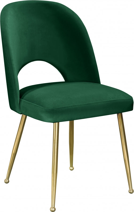 Logan Velvet Upholstered Dining Chair in Green, Set of 2 - 990Green-C