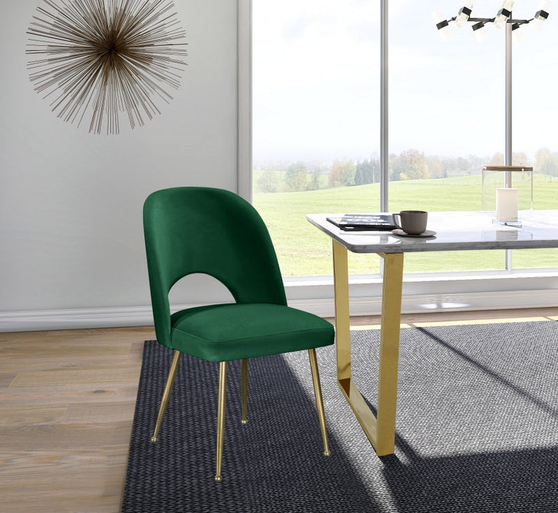 Logan Velvet Upholstered Dining Chair in Green, Set of 2 - 990Green-C