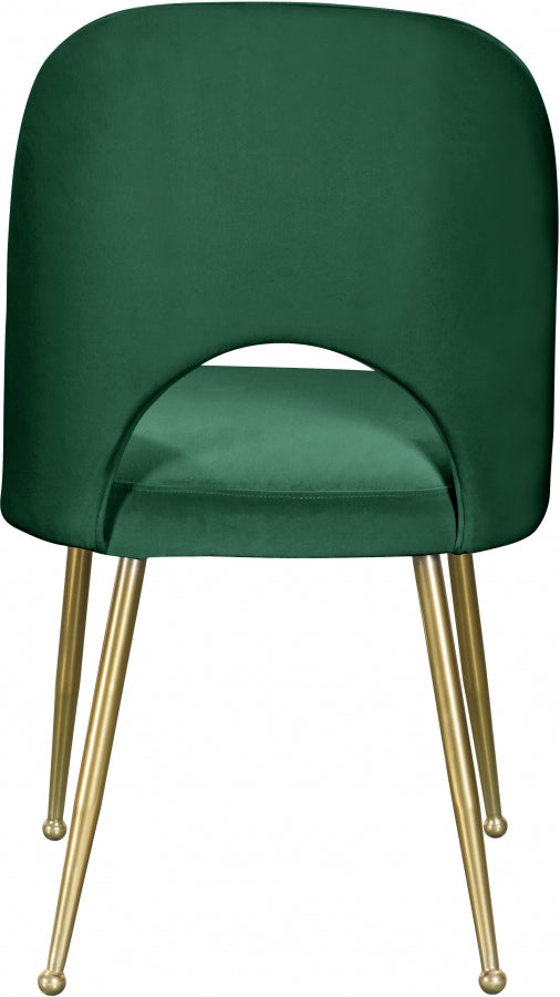 Logan Velvet Upholstered Dining Chair in Green, Set of 2 - 990Green-C