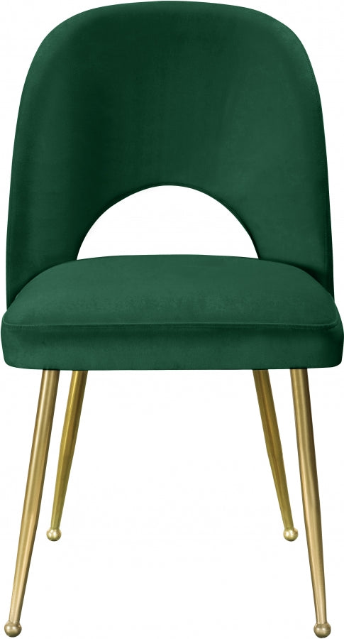 Logan Velvet Upholstered Dining Chair in Green, Set of 2 - 990Green-C